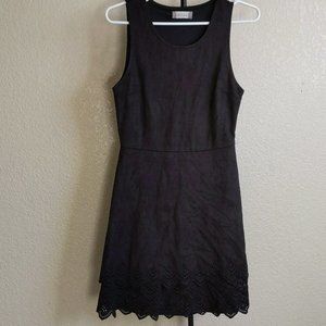 Altar'd State Faux Suede Eyelet Lace Black Dress